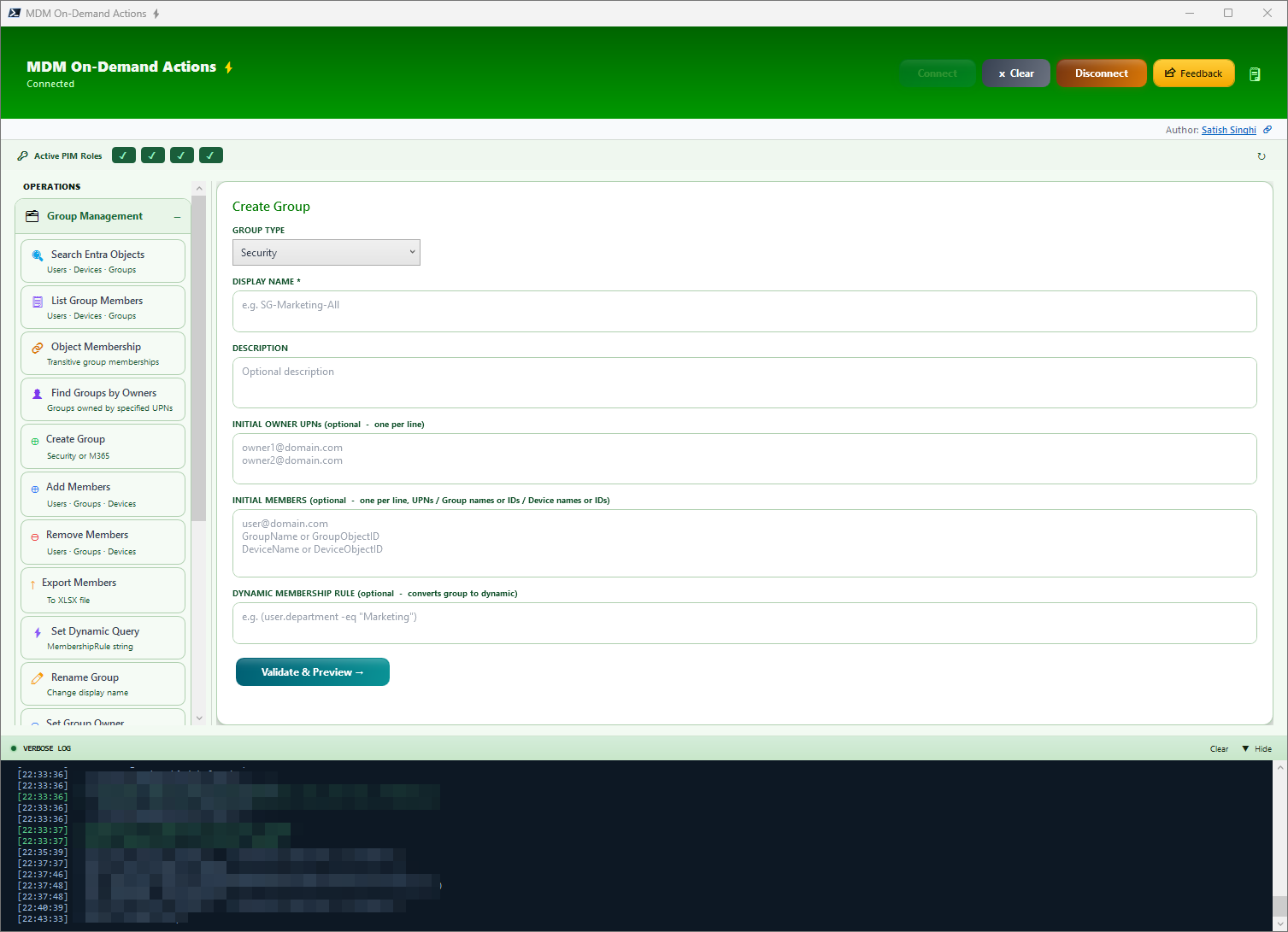 Create Group interface