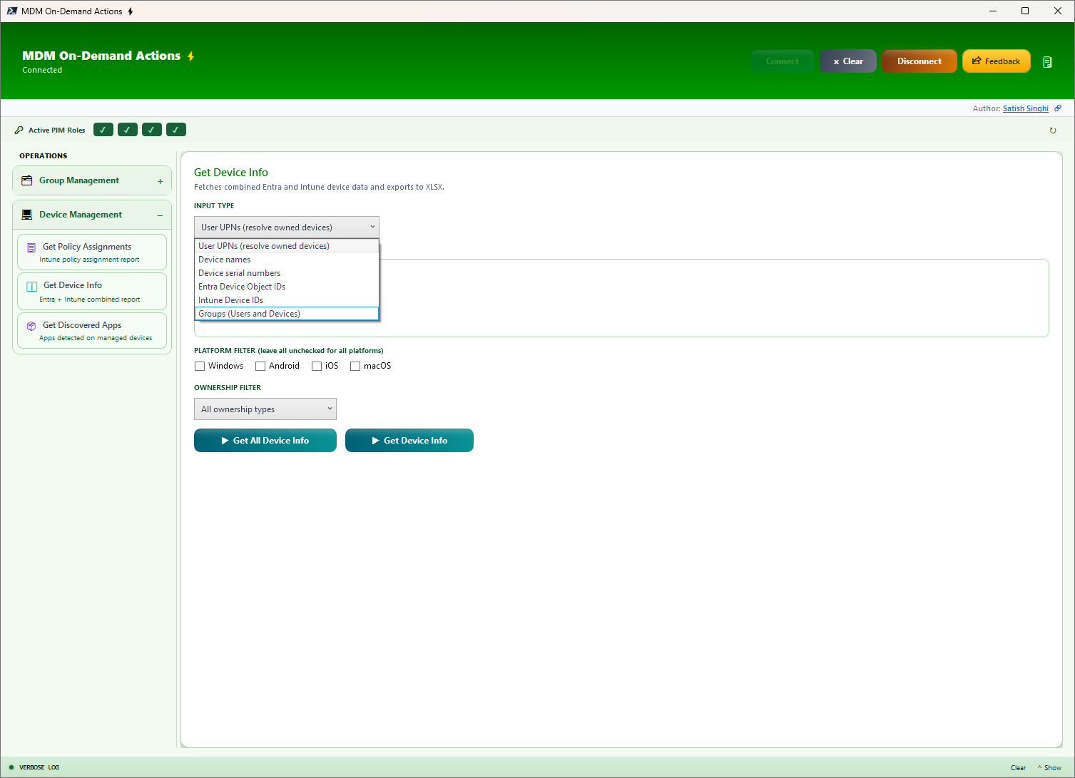 Device Info interface