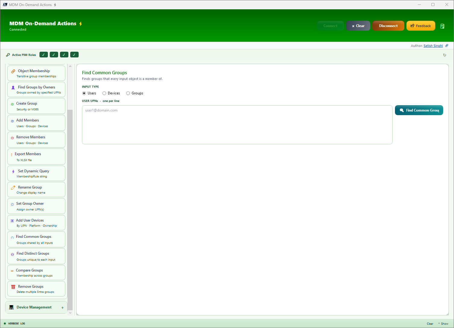 Find Common/Distinct Groups interface
