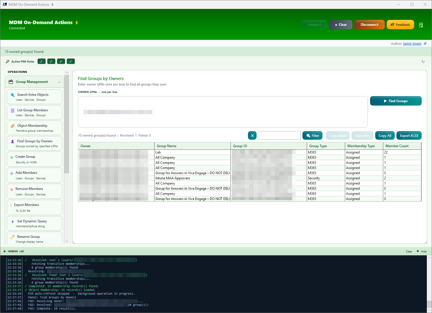Find Groups by Owners interface