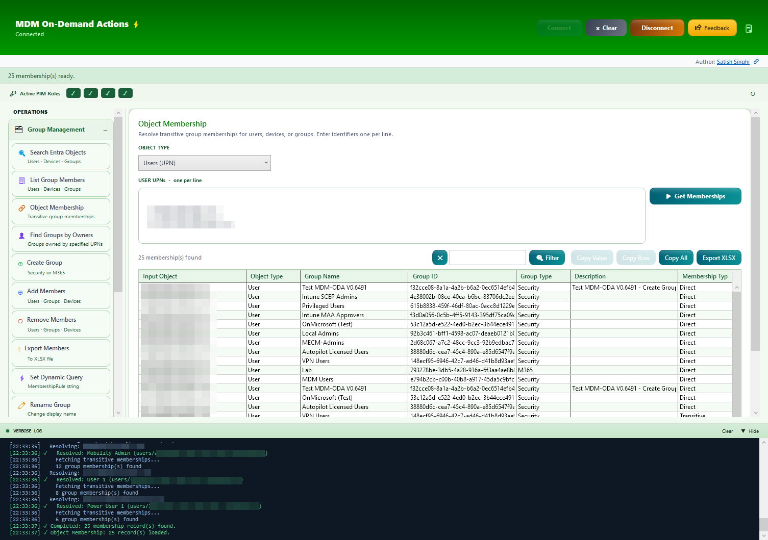 Object Membership interface