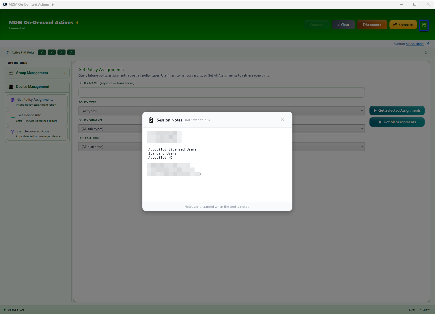 Session Notes feature