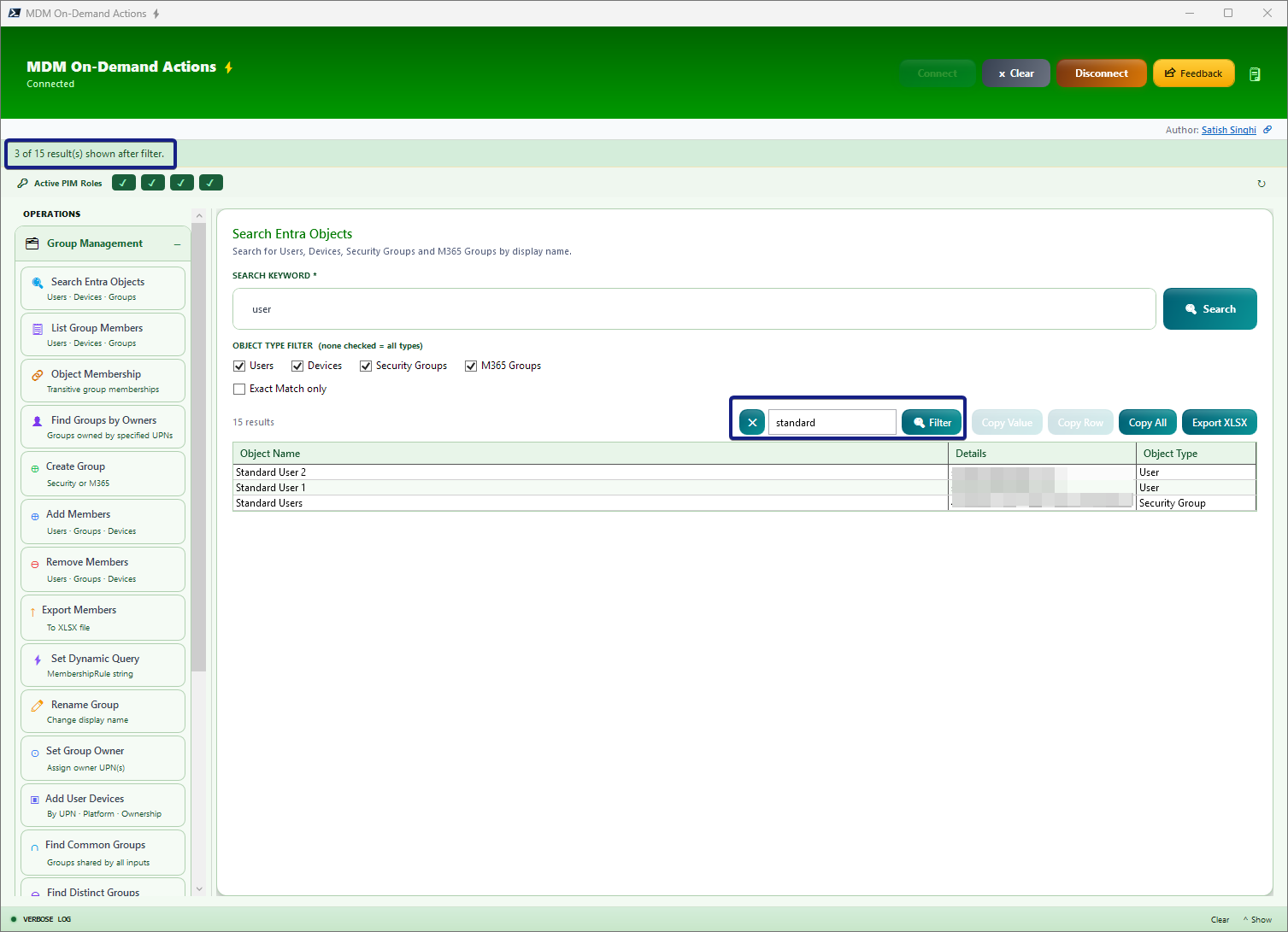 Keyword Filter in action